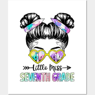 Little Miss 7th Grade Girls Back To School Shirt Daughter Posters and Art